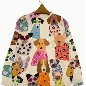 Colorful Dog Print Sweater